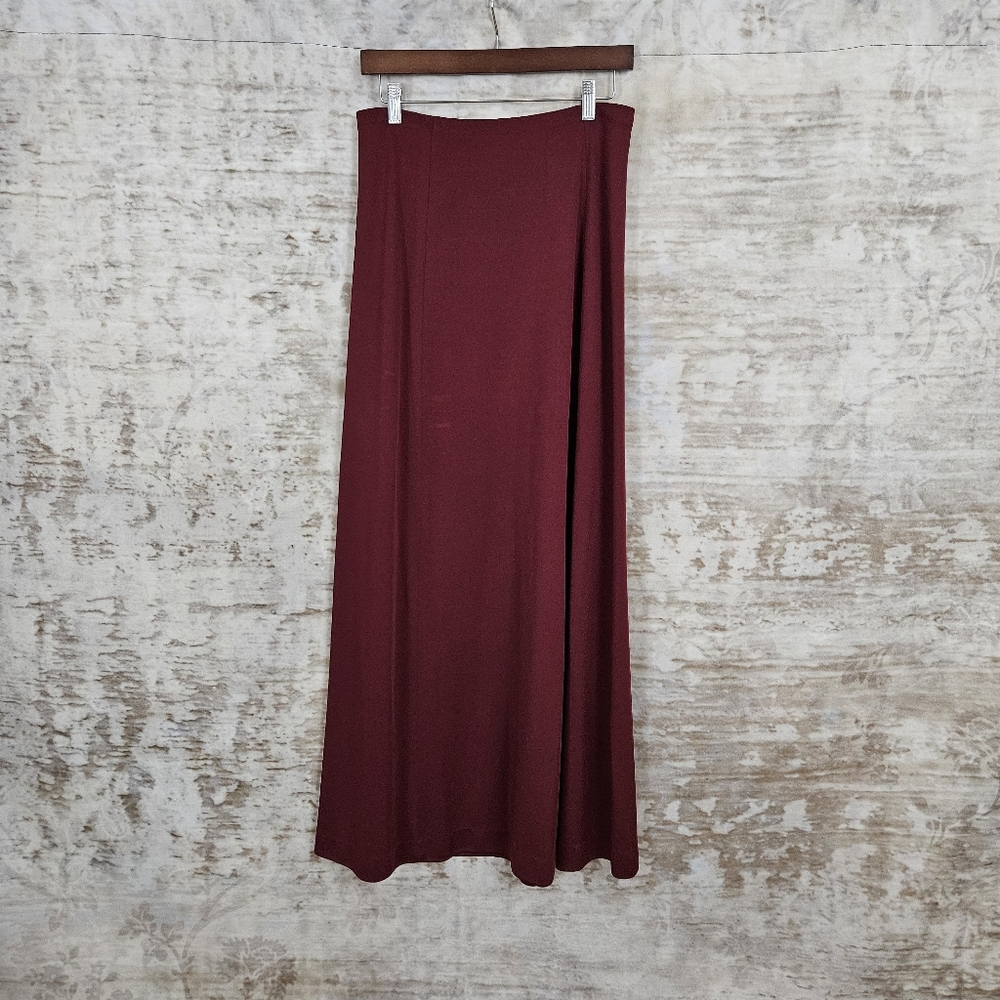 Vintage 1970s Burgundy Maxi Skirt M Long Flowy Whimsigoth Medium Maroon Red VTG - Picture 6 of 8